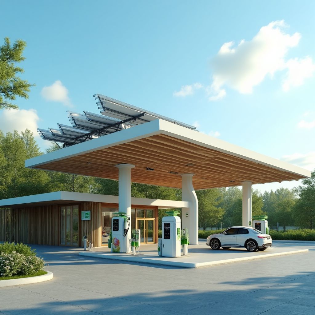 Estación de servicio sustentable con paneles solares